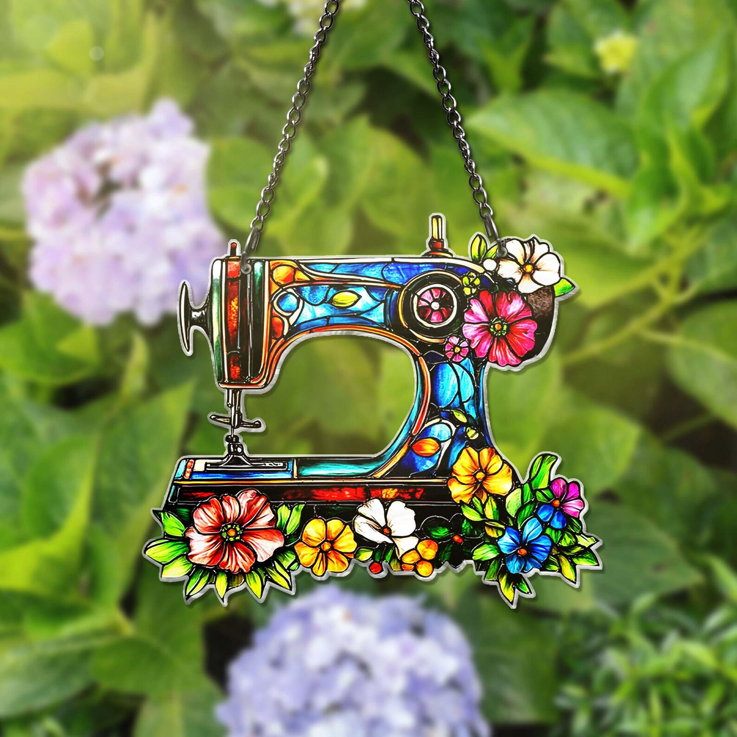 Sewing Machine Suncatcher Window Hanging, Quilting Sign For Sewing Room Decor