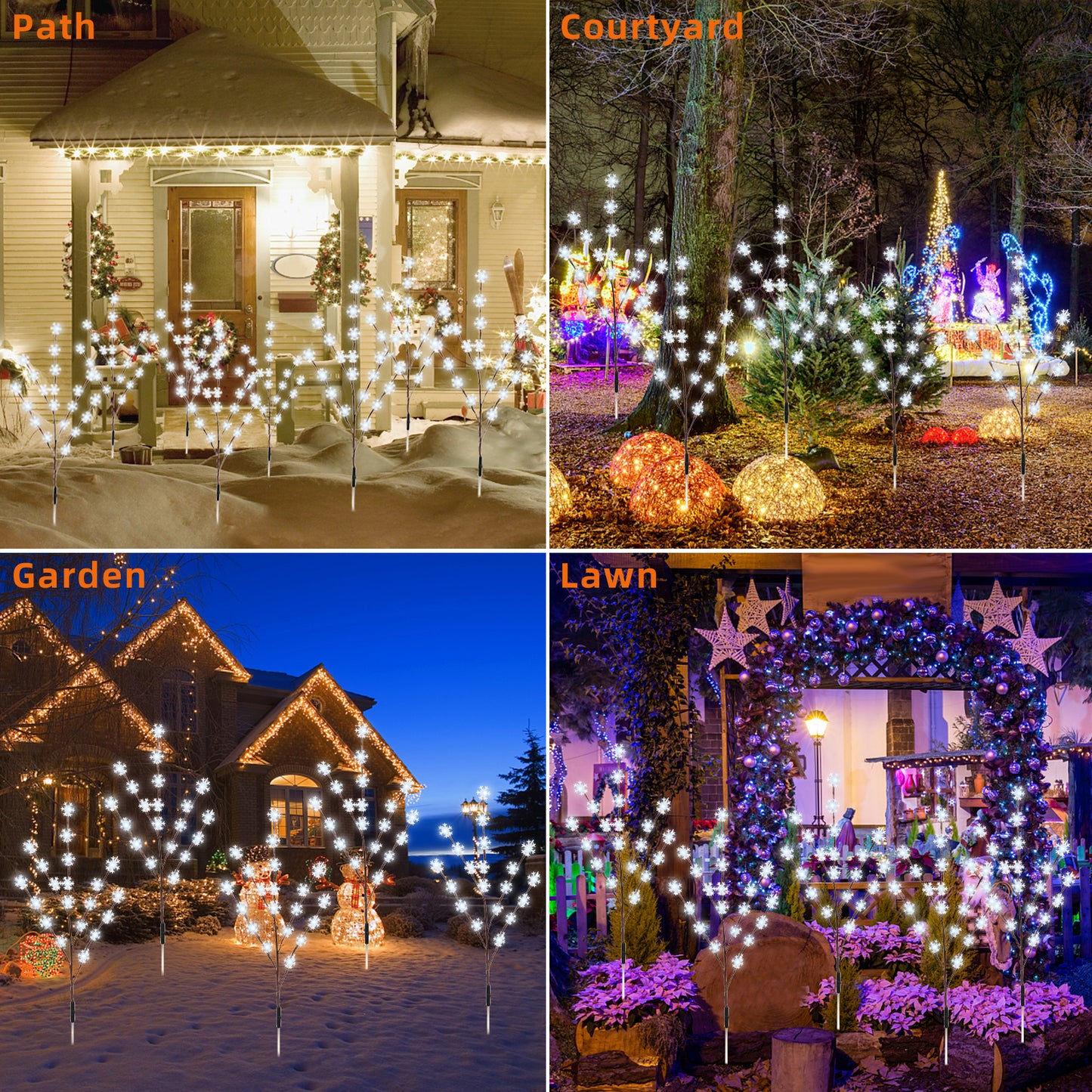 Snowflake Pathway Lights Solar Outdoor Waterproof Garden Patio Lawn Yard Decorations