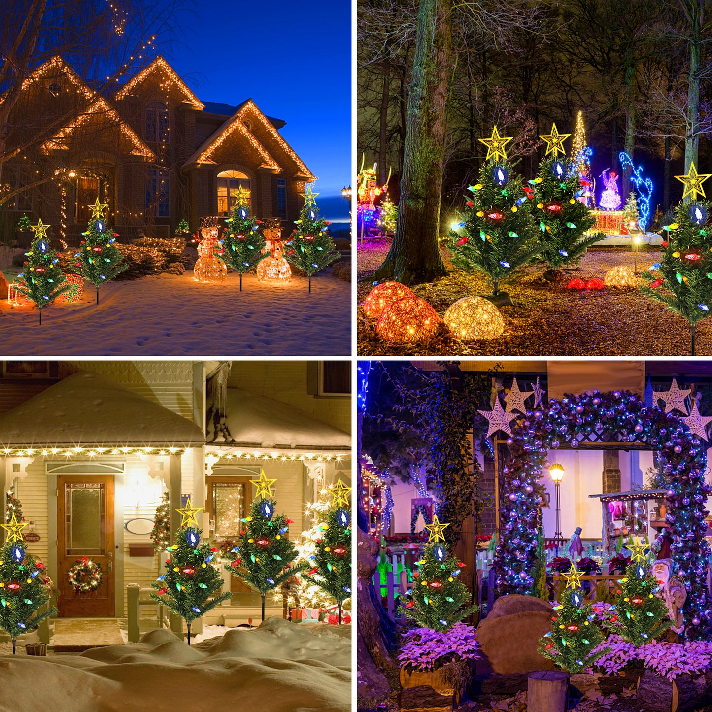 Solar Garden Lights with Strawberry String Lights, 8 Modes, Pathway Stake Lights for Christmas Decor