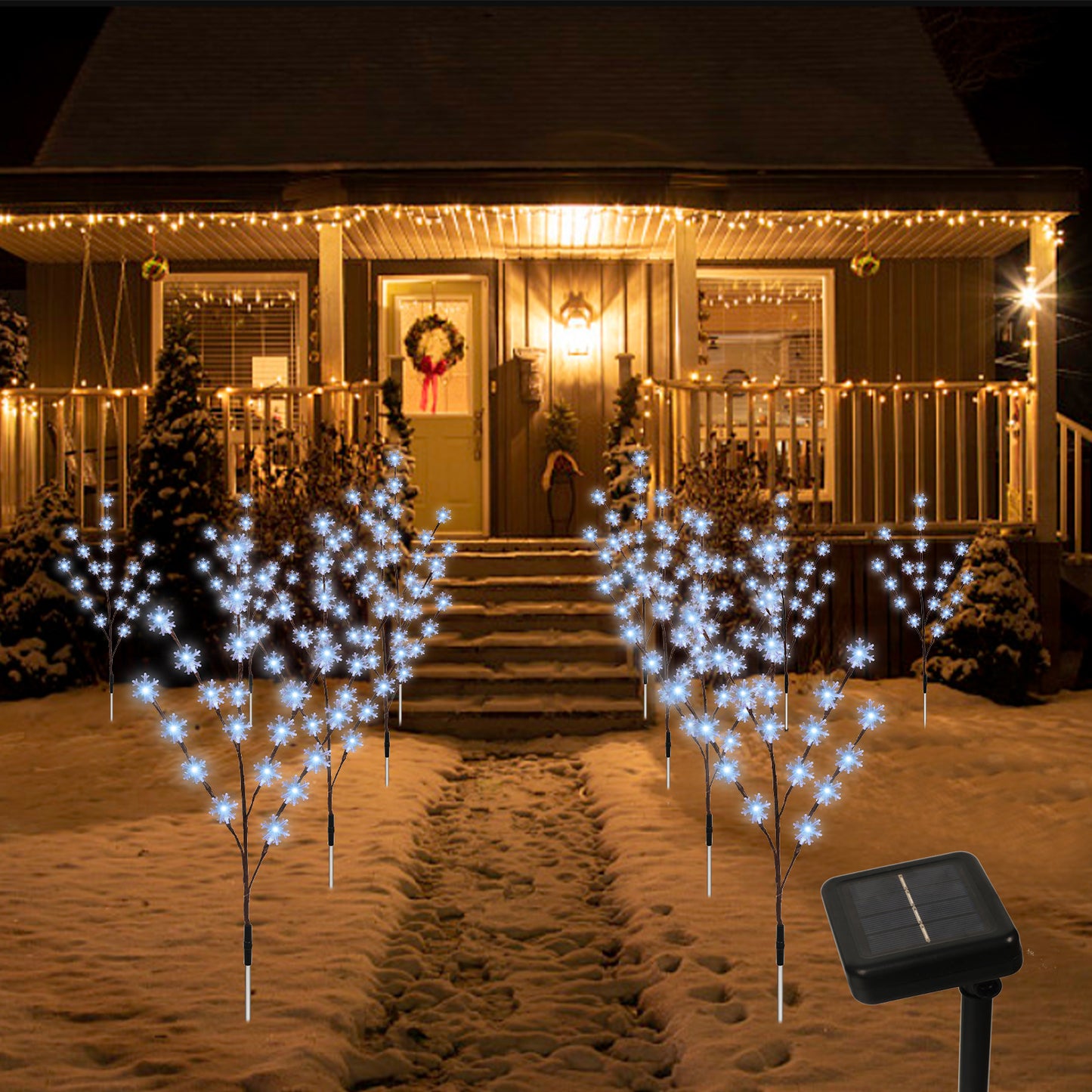 Snowflake Pathway Lights Solar Outdoor Waterproof Garden Patio Lawn Yard Decorations