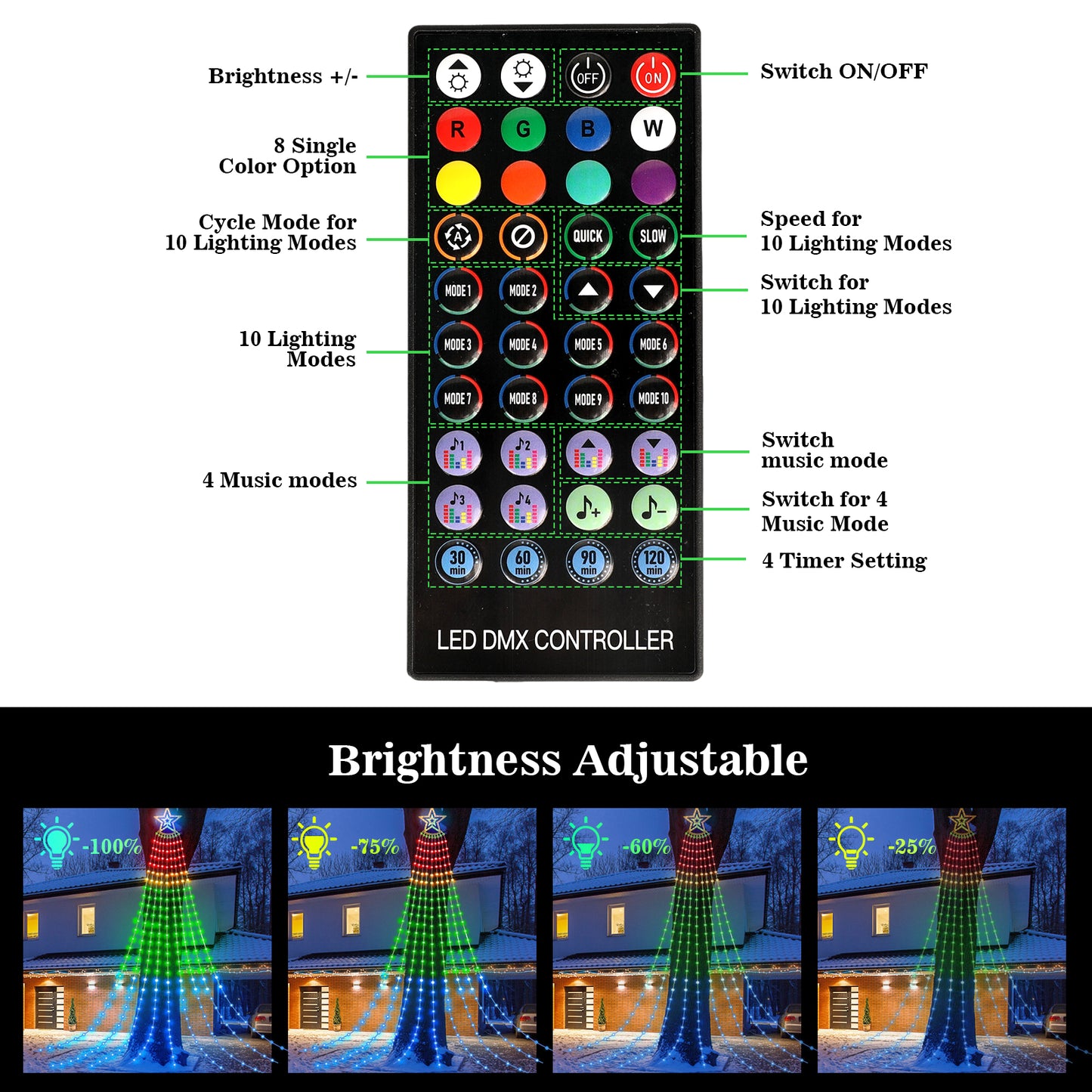 Waterfall Lights Outdoor with Remote & App Control for Tree Patio Garden Decoration