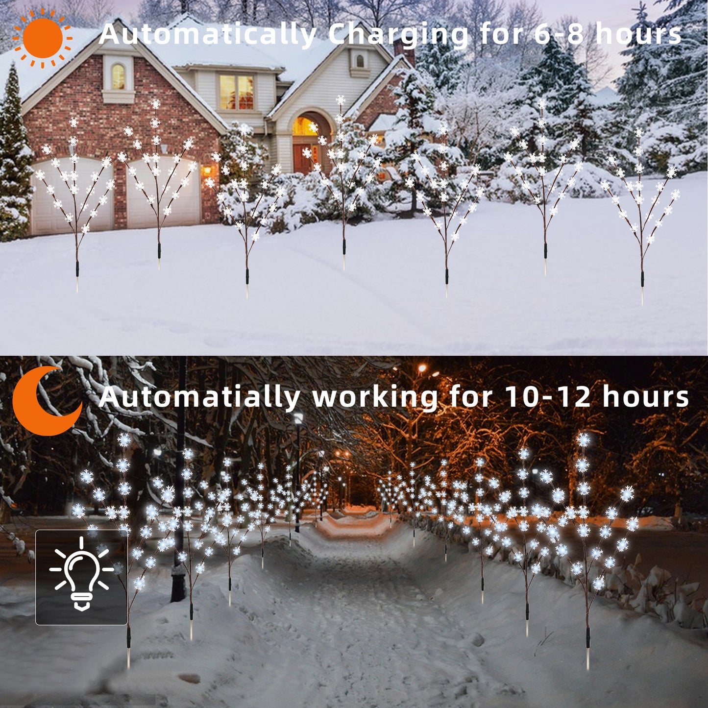 Snowflake Pathway Lights Solar Outdoor Waterproof Garden Patio Lawn Yard Decorations