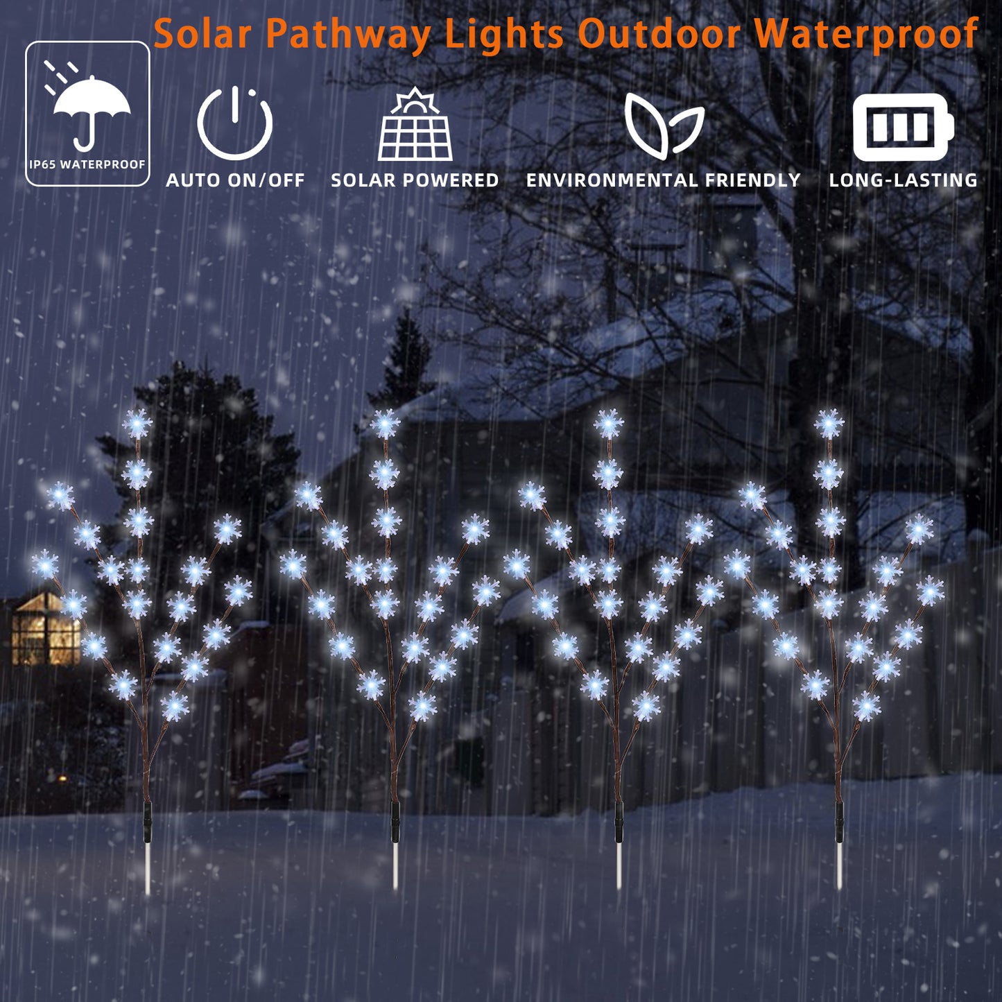 Snowflake Pathway Lights Solar Outdoor Waterproof Garden Patio Lawn Yard Decorations