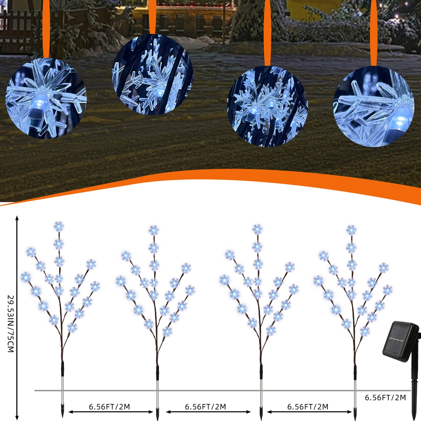 Snowflake Pathway Lights Solar Outdoor Waterproof Garden Patio Lawn Yard Decorations