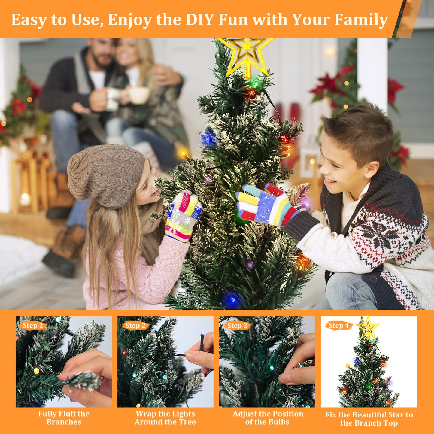 Solar Tree Pathway Lights with Star Tree Topper Pathway LED Stake Lights for Christmas Party Decorations