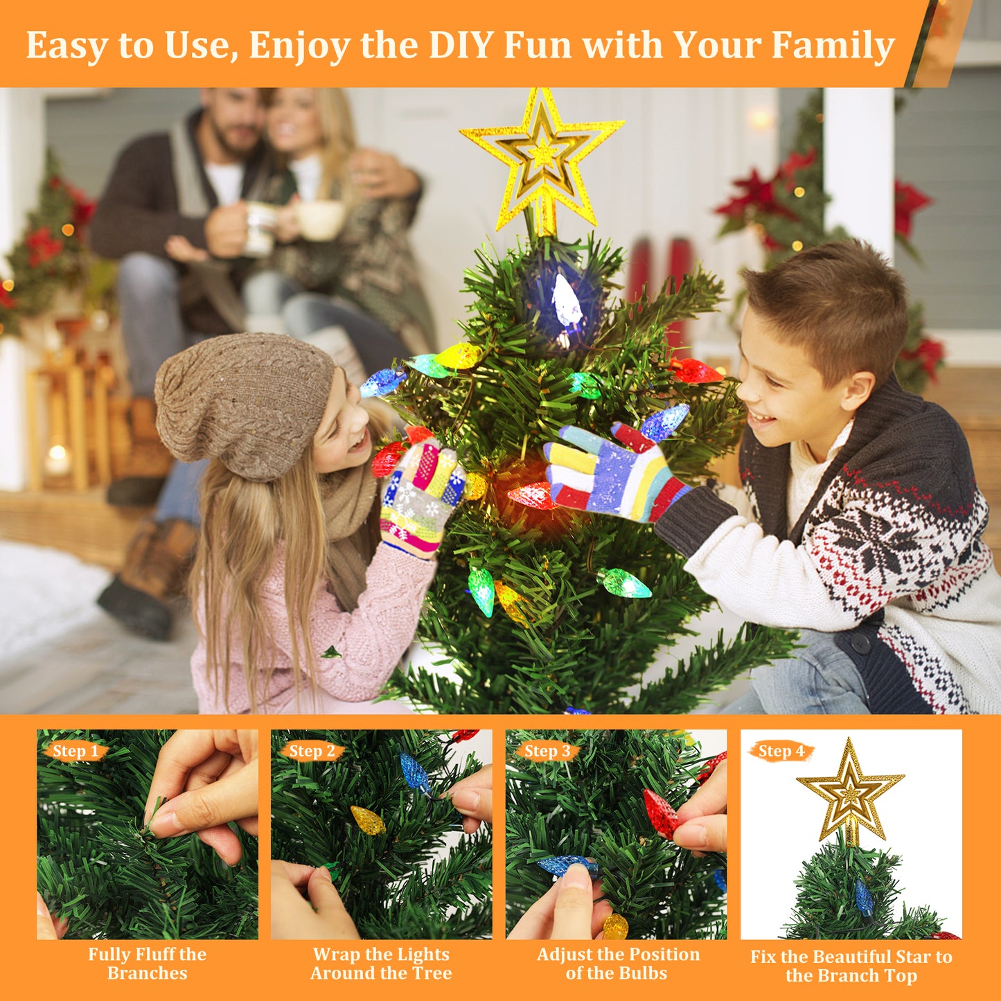 Solar Garden Lights with Strawberry String Lights, 8 Modes, Pathway Stake Lights for Christmas Decor