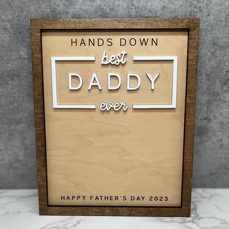 Personalized Fathers Day Gift From Kids, DIY Handprint Sign, Gift for Dad
