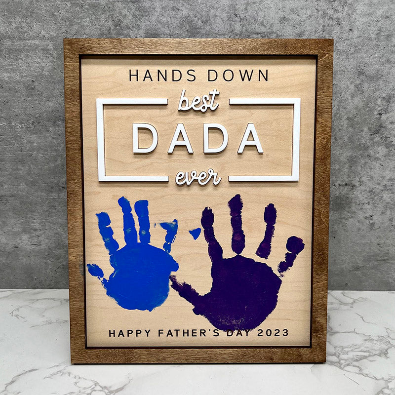 Personalized Fathers Day Gift From Kids, DIY Handprint Sign, Gift for Dad