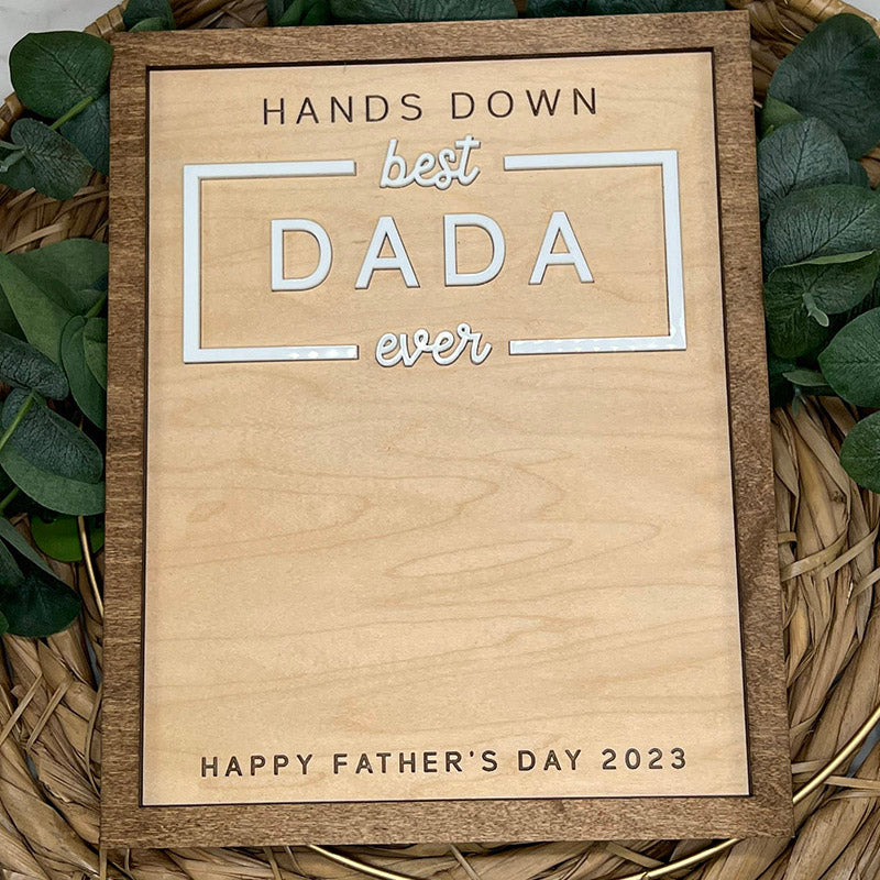 Personalized Fathers Day Gift From Kids, DIY Handprint Sign, Gift for Dad