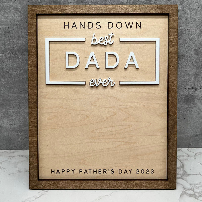 Personalized Fathers Day Gift From Kids, DIY Handprint Sign, Gift for Dad