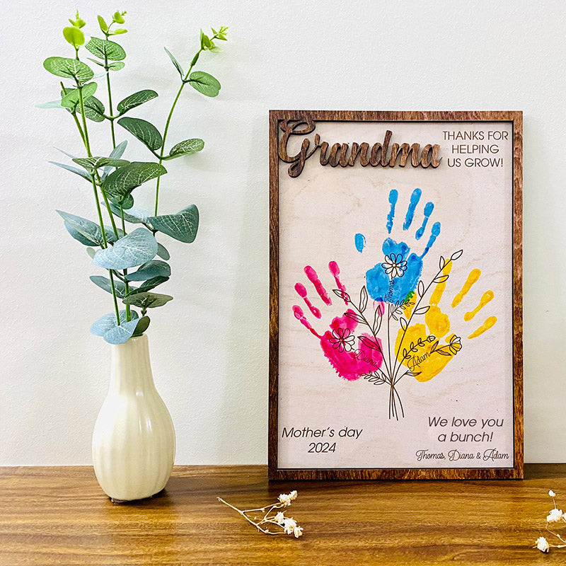 Personalized Artistic Handprints Flowers Mother's Day Gifts