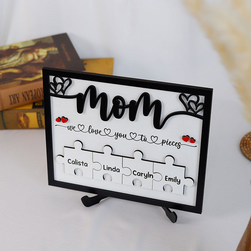 Personalized Mom Puzzle Pieces Frame, Mum Wooden Sign
