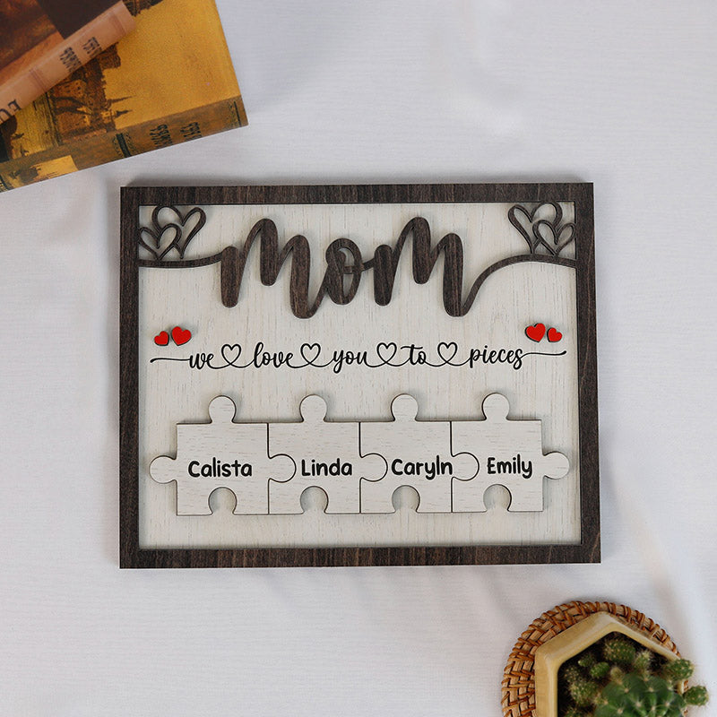 Personalized Mom Puzzle Pieces Frame, Mum Wooden Sign