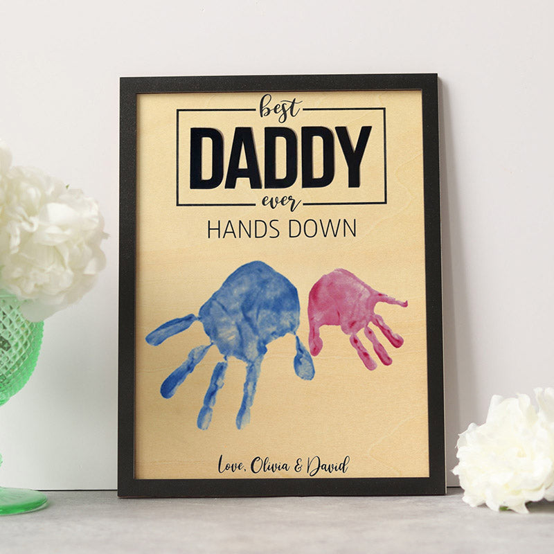 Personalized DIY Handprint Sign, Father's Day Gift, Hands Down Sign