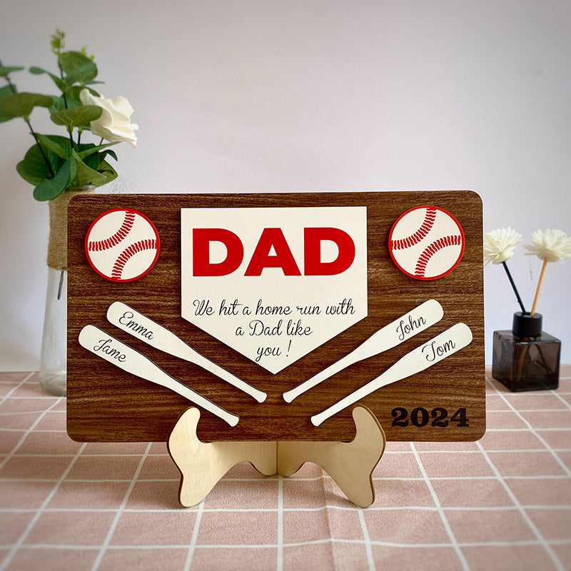 Personalized Baseball Fathers Day Gift, Custom Baseball Dad Gift With Kids Name