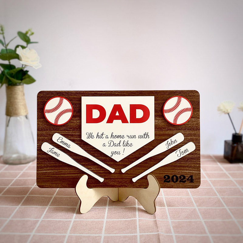 Personalized Baseball Fathers Day Gift, Custom Baseball Dad Gift With Kids Name