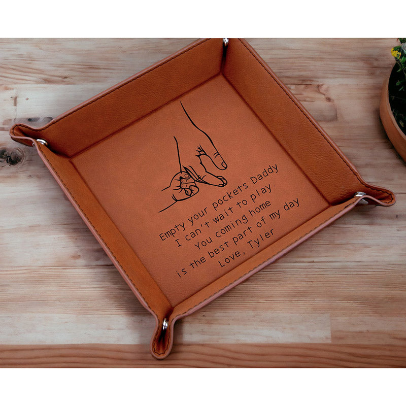 Engraved Valet Tray, Catch all tray for men, Leatherette tray, gift for dad, Father’s Day gift from kids