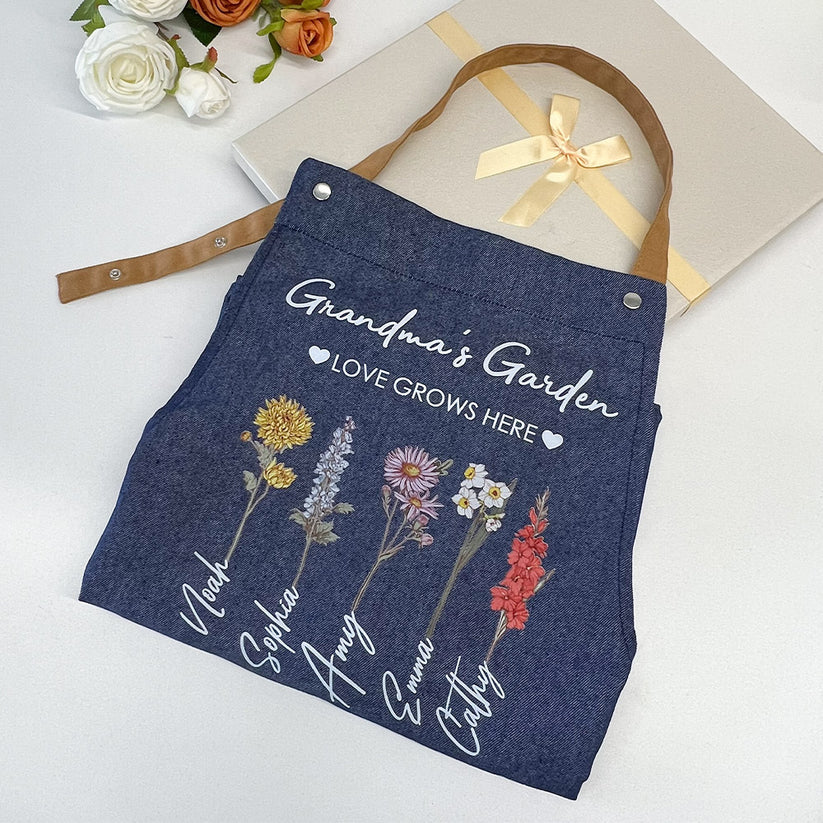 Mom's Garden Children Customized Birth Flower Apron
