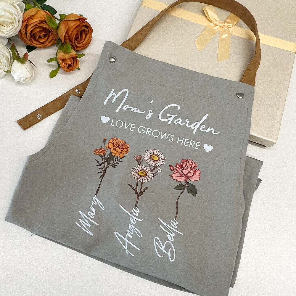 Mom's Garden Children Customized Birth Flower Apron