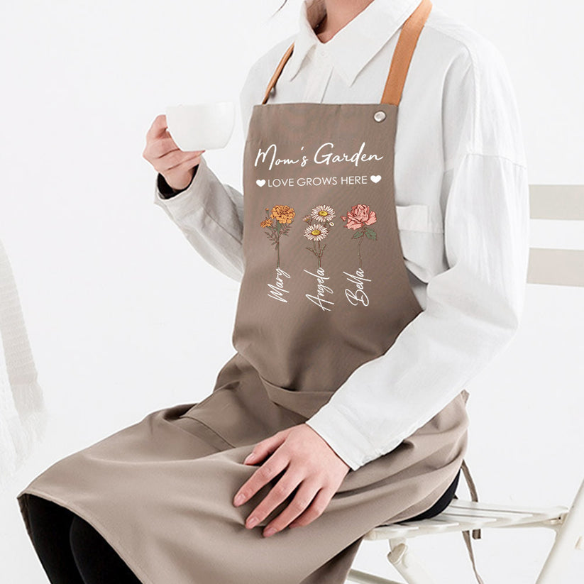 Mom's Garden Children Customized Birth Flower Apron