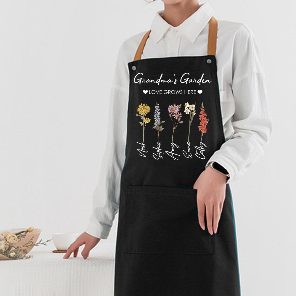 Mom's Garden Children Customized Birth Flower Apron