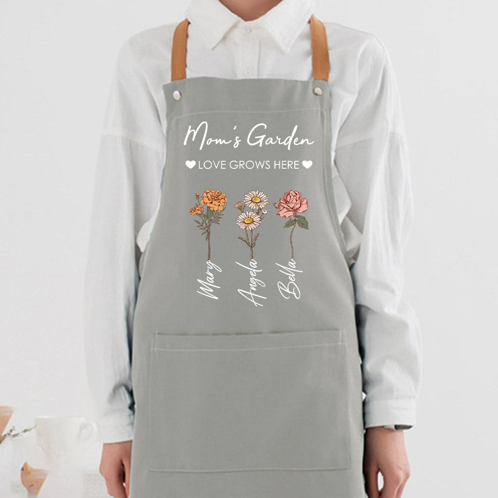 Mom's Garden Children Customized Birth Flower Apron