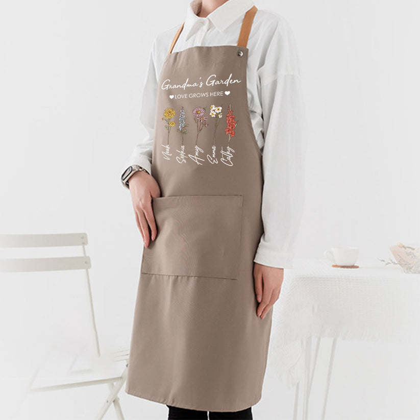 Mom's Garden Children Customized Birth Flower Apron