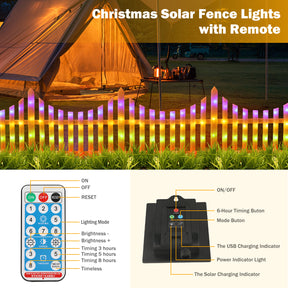 8 Pack Lighted Garden Fence Solar Powered Outdoor Waterproof