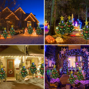Solar Garden Lights with Strawberry String Lights, 8 Modes, Pathway Stake Lights for Christmas Decor