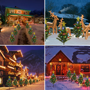 Solar Garden Lights with Strawberry String Lights, 8 Modes, Pathway Stake Lights for Christmas Decor
