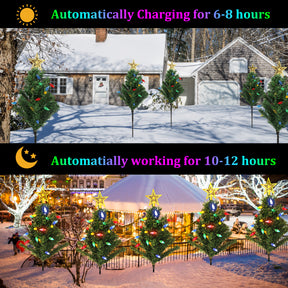 Solar Garden Lights with Strawberry String Lights, 8 Modes, Pathway Stake Lights for Christmas Decor