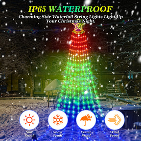 Waterfall Lights Outdoor with Remote & App Control for Tree Patio Garden Decoration