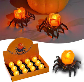 12 Pack Spider Flameless Candles, Halloween Spider Candle Lights