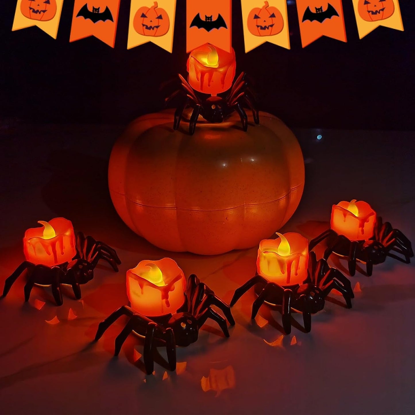 12 Pack Spider Flameless Candles, Halloween Spider Candle Lights