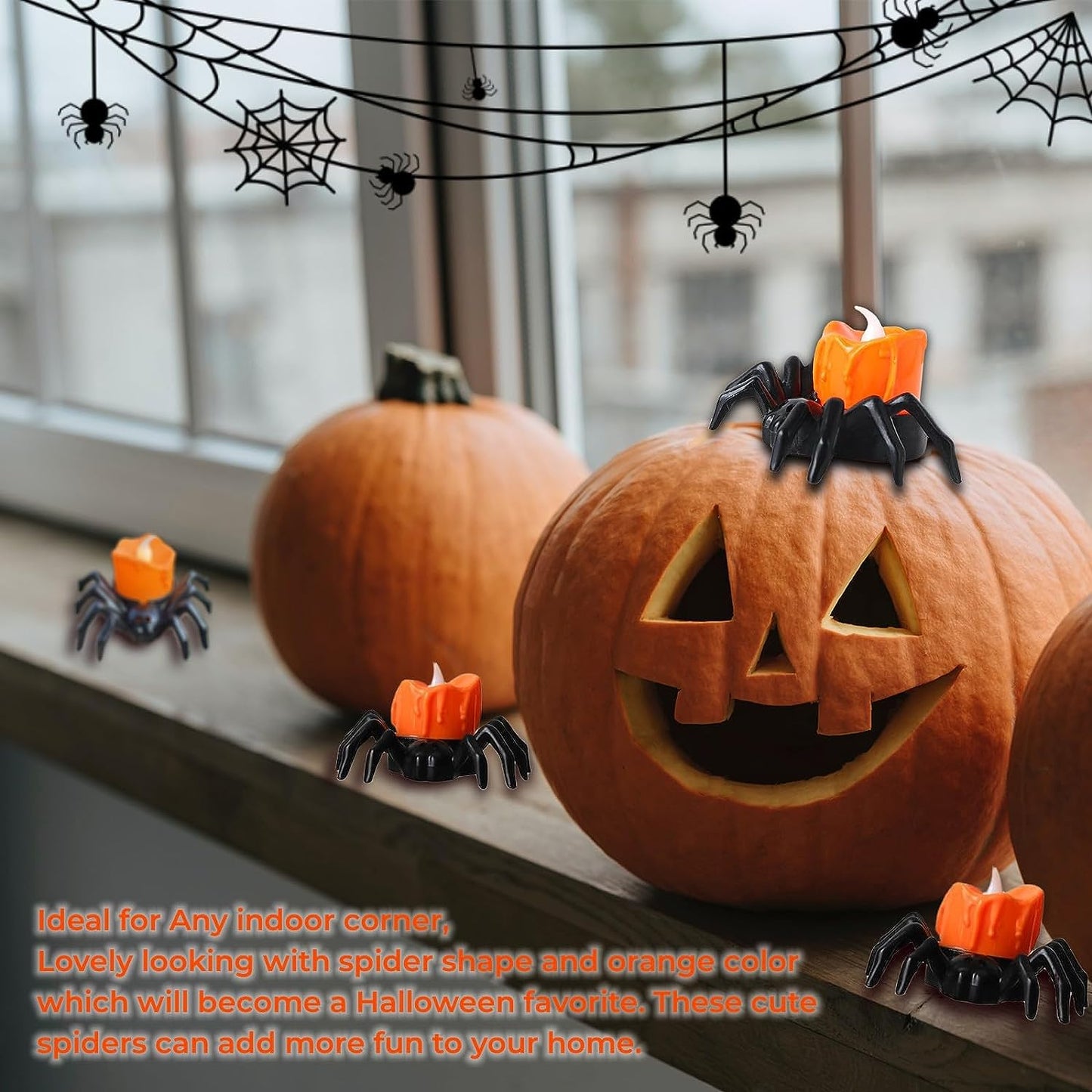 12 Pack Spider Flameless Candles, Halloween Spider Candle Lights
