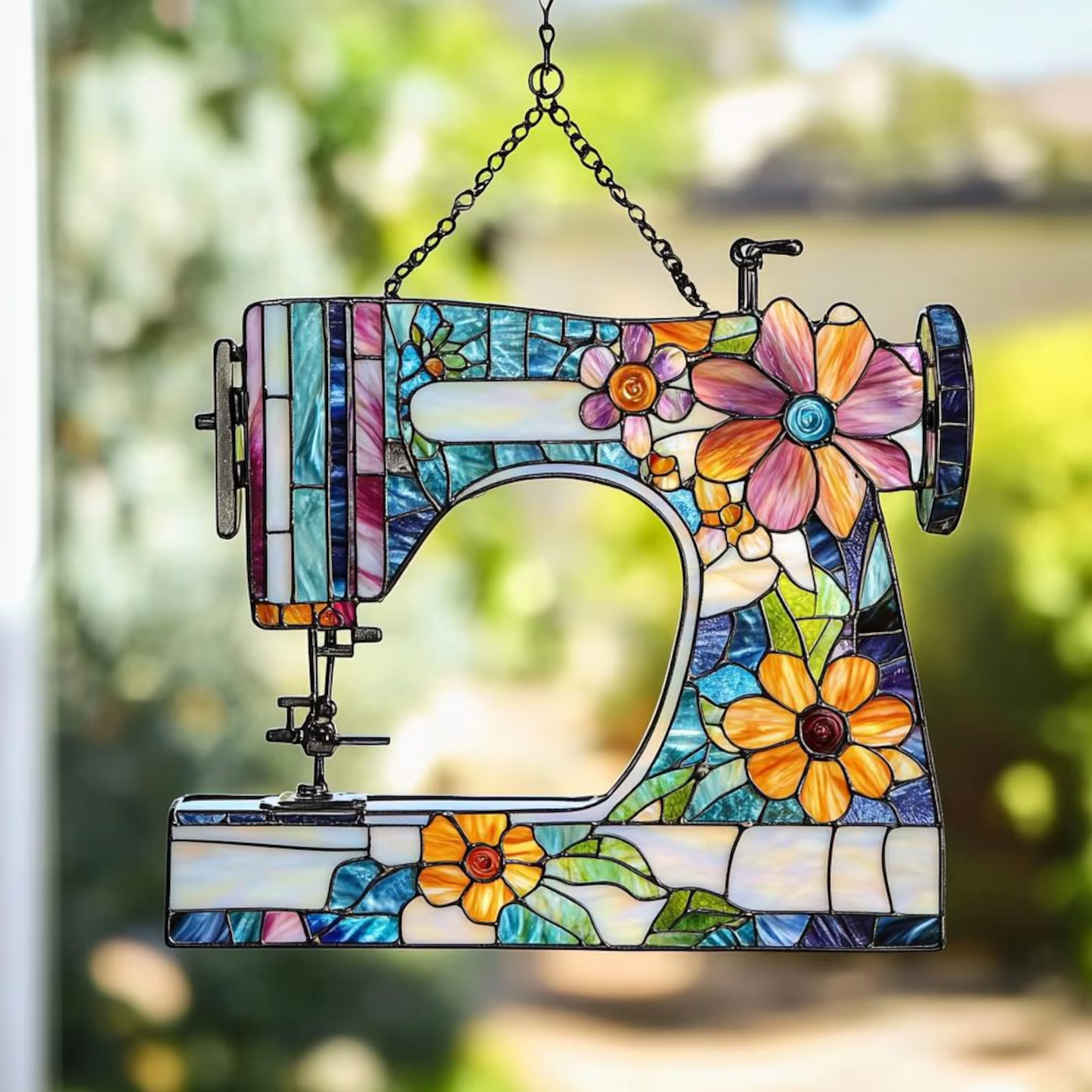 Sewing Machine Suncatcher Window Hanging, Quilting Sign For Sewing Room Decor