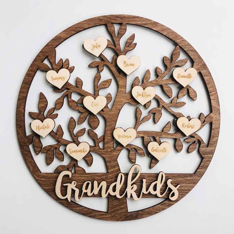 Grandkids Christmas Birthday Mothers Day Gift Family Tree Sign
