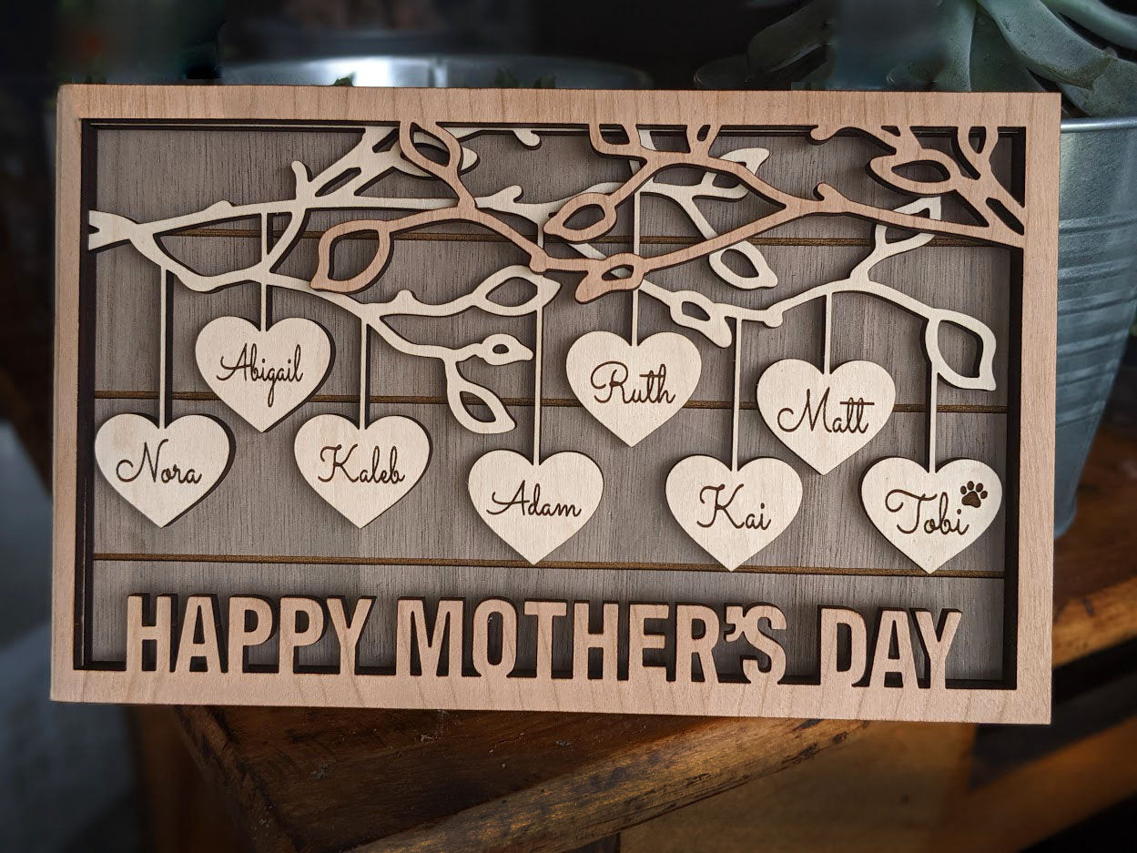 Family Tree Wood Frame - Fully Customized Grandma Gift, Mom Gift, Adoption Gift