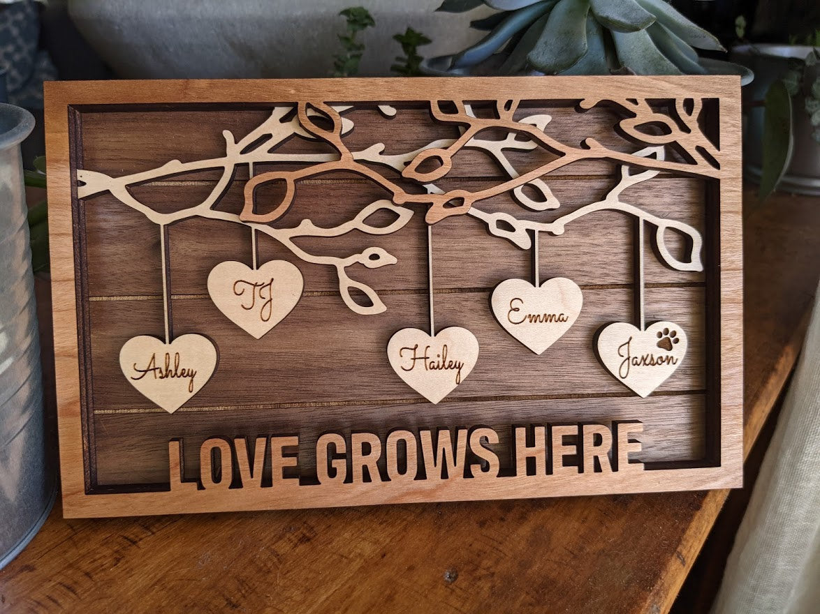 Family Tree Wood Frame - Fully Customized Grandma Gift, Mom Gift, Adoption Gift