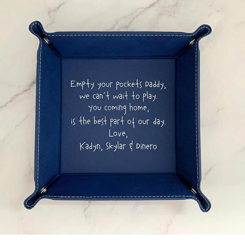 Engraved Valet Tray, Catch all tray for men, Leatherette tray, gift for dad, Father’s Day gift from kids