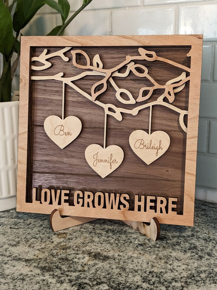 Family Tree Wood Frame - Fully Customized Grandma Gift, Mom Gift, Adoption Gift