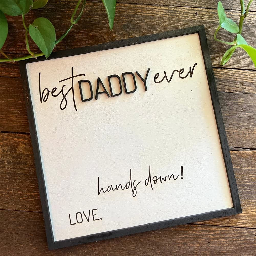 Custom Father's Day Gift, Handprint Kid, Best Dad Ever, Hands Down Sign