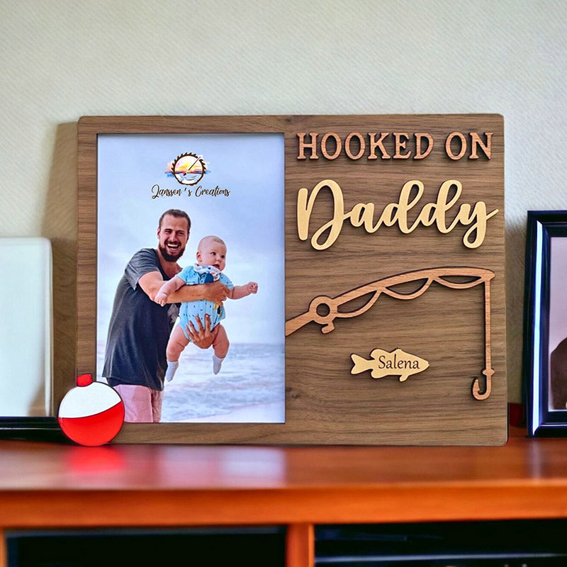 Hooked On Daddy Picture Frame, Father's Day Gifts, Hooked on Papa