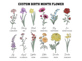 Personalized Grandma's Wooden Sign Custom Birth Month Flowers
