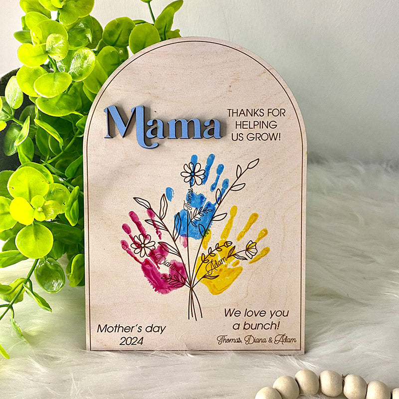 Personalized Artistic Handprints Flowers Mother's Day Gifts