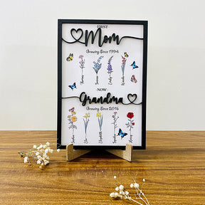 Personalized Grandma's Wooden Sign Custom Birth Month Flowers