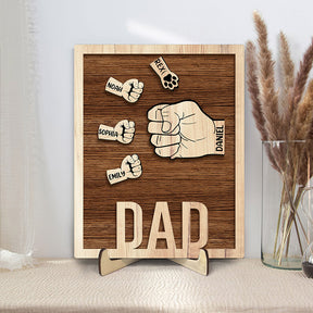 Personalized Grandpa Wooden Plaque, Custom Kid's Name Wooden Sign