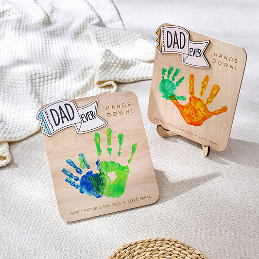 Father's Day Handprint Sign, Perfect Gift For Dad, Hands Down Best Dad Ever