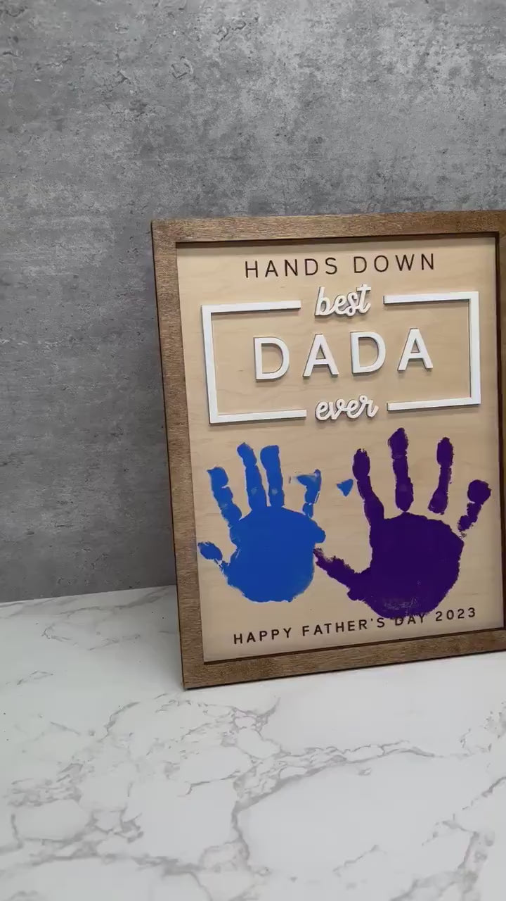 Personalized Fathers Day Gift From Kids, DIY Handprint Sign, Gift for Dad