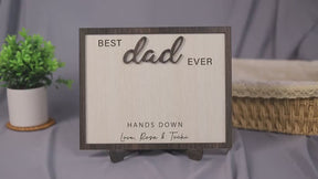 Custom Dad Hand Down Sign Personalized Dad Handprint Sign, Best Dad Ever